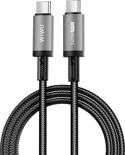 Wiwu Braided Cable USB-C Male - USB-C 240W PD Grey 1.5m Wi-C058