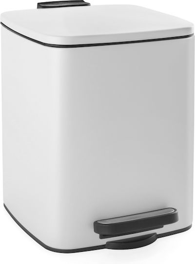 24home.gr Inox Badezimmer Mülleimer 6lt Weiß