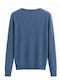 Women's Long Sleeve Blouse with V-Neckline Blue