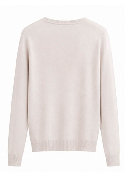 Women's Blouse Long Sleeve with V-Neckline Beige