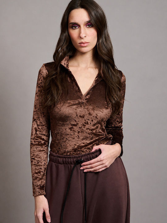 Damen Bluse Braun