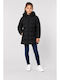 Kids Long Denim Jacket with Hood Black