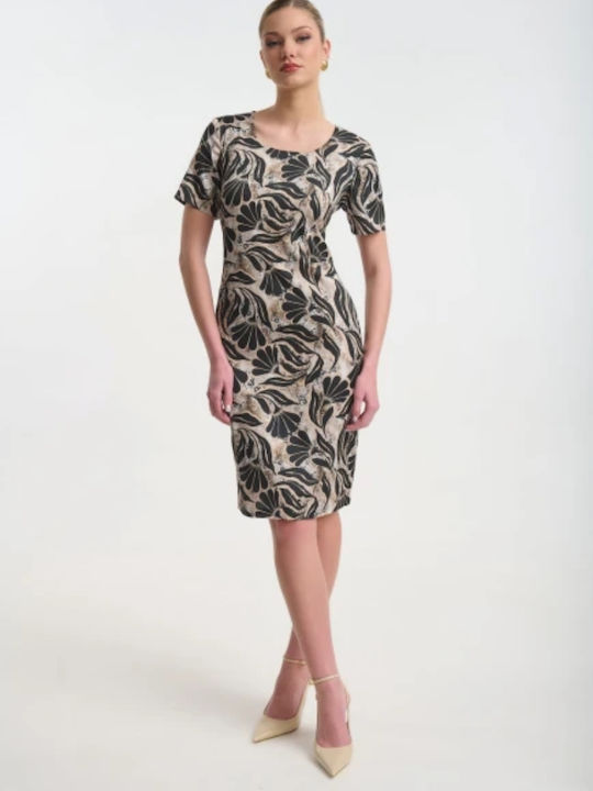 Sommer Midi Damenkleid Kurzärmelig Schwarz