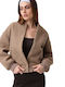 Kurze Damen Bomber Jacke Braun