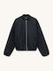 Lange Damen Bomber Jacke Schwarz