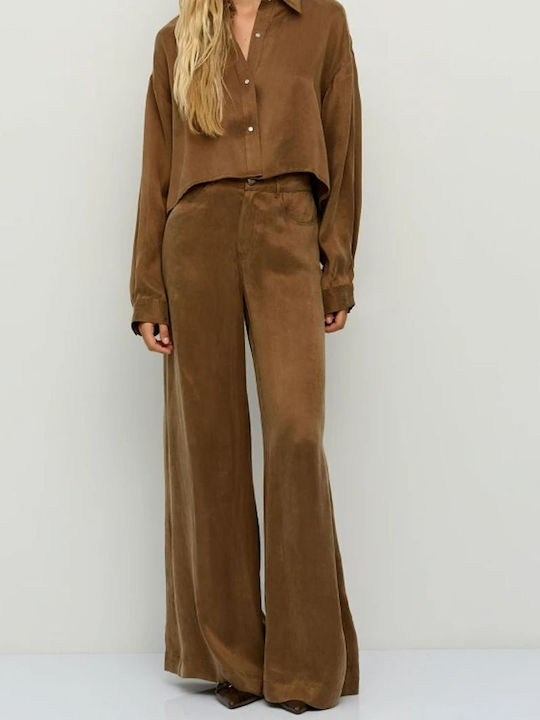 Women's High Waist Pantaloons in Regular Fit Bronze