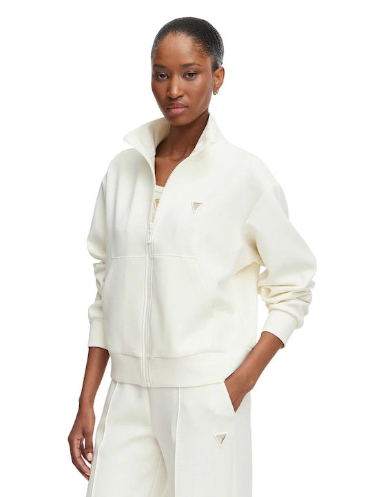 Guess Jachetă de damă din fleece Cream