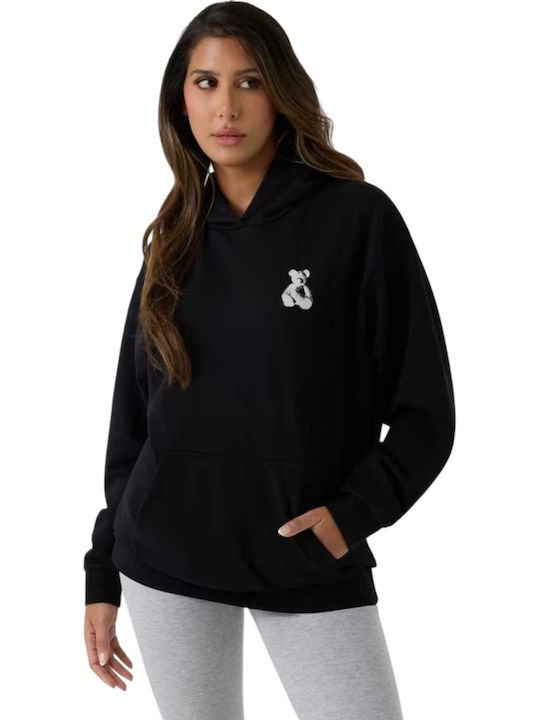 Women's Hooded Sweatshirt Cardigan Black