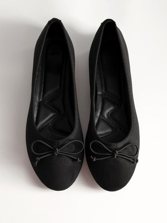 Bozikis Suede Γυναικείες Μπαλαρίνες Μαύρες