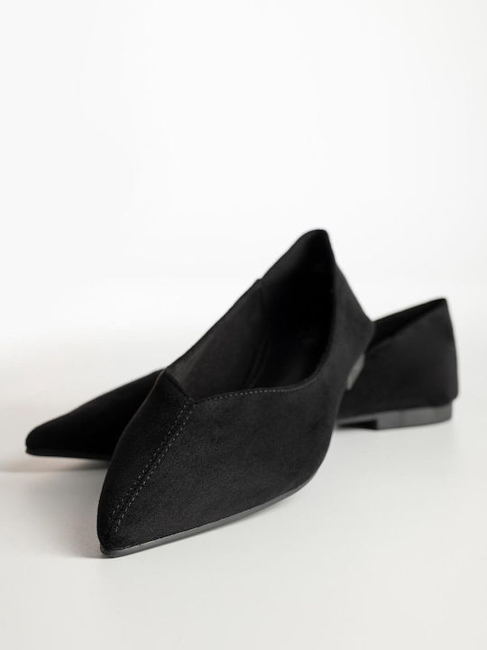 Wildleder Damen Ballerinas Spitz zulaufend Schwarze