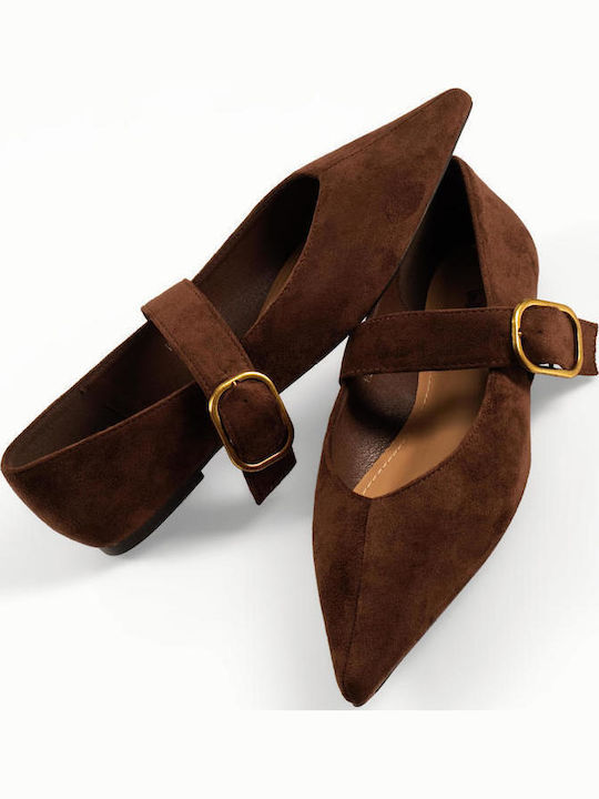The Shoemart Suede Women's Pointed Toe Brown Ba...