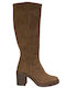 Damenstiefel aus Leder mit Hohem Absatz Braune