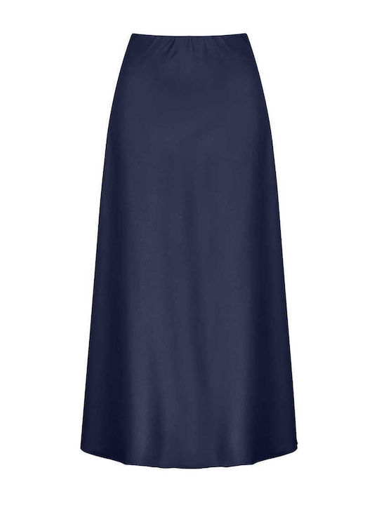 Celestino Women's Satin Midi Skirt Dark Blue