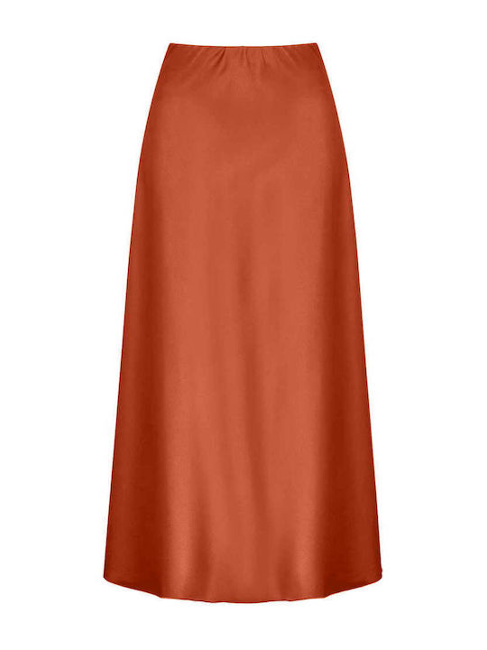Celestino Women's Satin Midi Skirt Terracotta