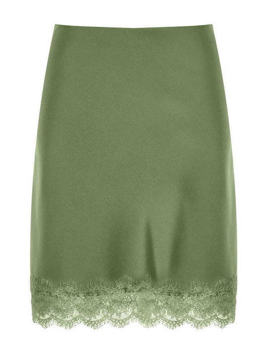 Celestino Damenrock Mini Satin Spitze Khaki