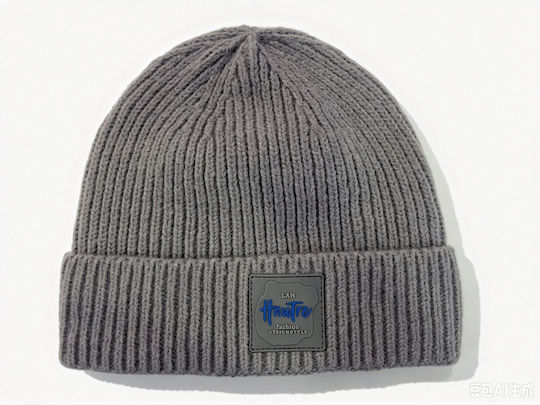 Unisex Fleece Beanie Strickmütze in Grau