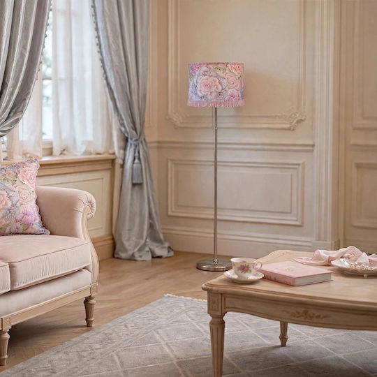Soft Pink Floor Lamp with E27 Lamp Bulb Base Pink