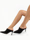 Suede Mules With Thin High Heel In Black Colour