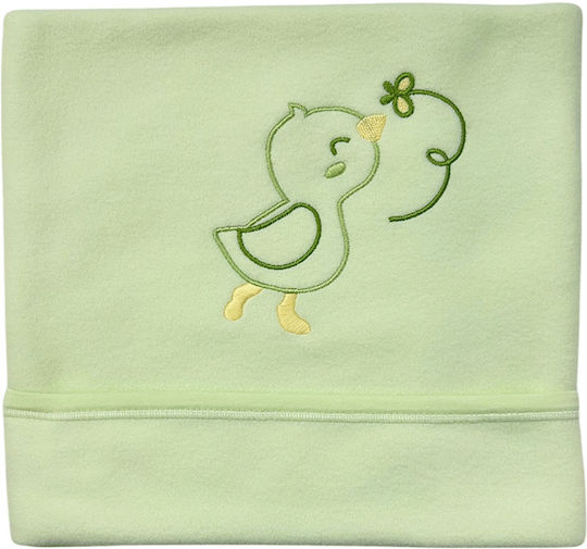 Bunny Bebe Κουβέρτα Αγκαλιάς & Λίκνου Fleece Πράσινη 80x110εκ.