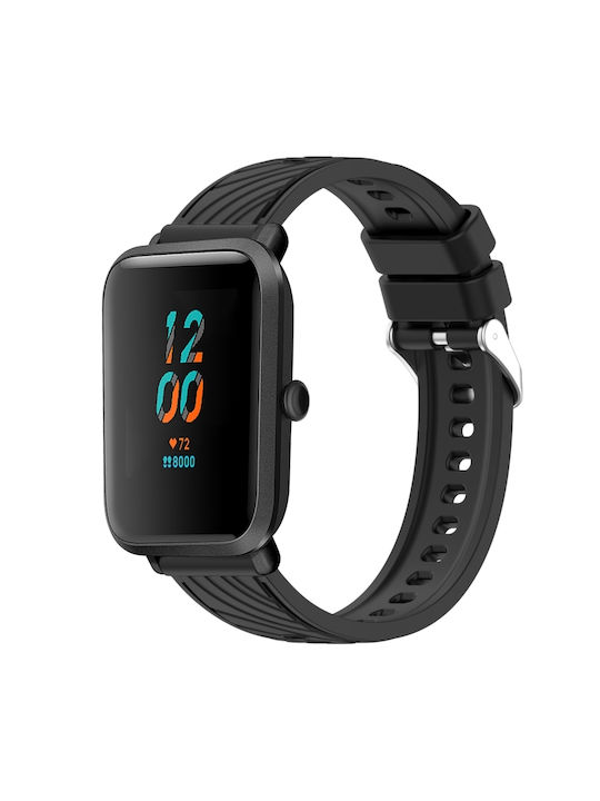 Amazfit Bip 1s Streifenstruktur 20mm Silikon Tragbare Bänder Schwarz