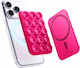 Стойка Elago Phone Mount За Мобилни Smartphones Magsafe & Вендуза Силикон Ice Red Emssuction-ired