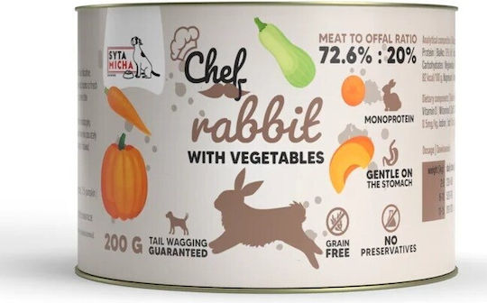 Syta Micha Chef Wet Dog Food With Rabbit And Vegetables Grain-Free 200gr