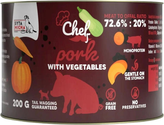 Syta Micha Chef Wet Dog Food with Pork and Vegetables Grain-Free 200gr