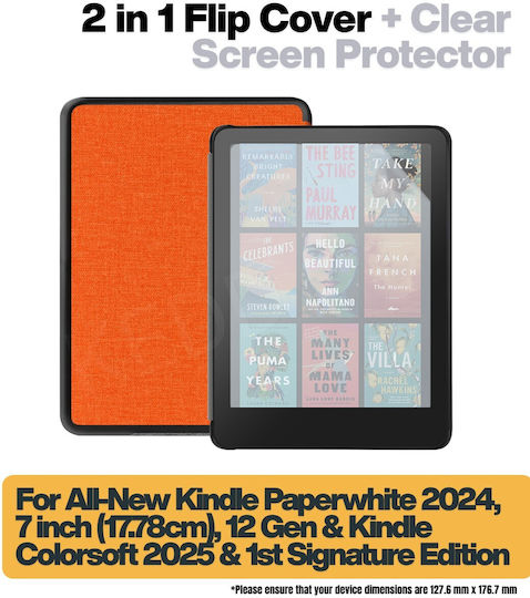 Inkora Флип Капак Издръжлив Прозрачен (Kindle Paperwhite 2024 7″ 12-то поколение)