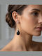 Sk3585 Висящи Обици Черна Кристална Капка и Позлатен Скелет – Grekas Jewelry