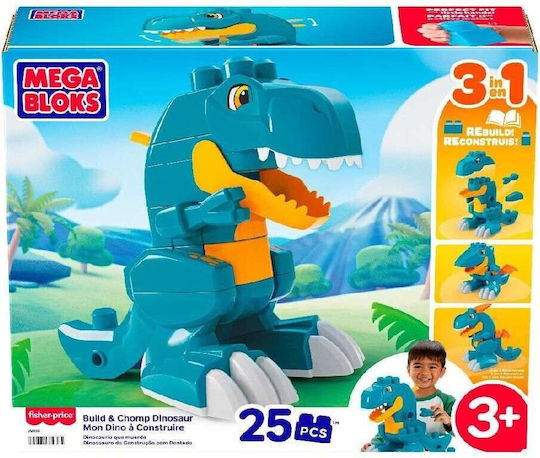 Fisher Price Bildungsklötze Mega Bloks Dinosaurier für 3+ Jahre 25 Stück