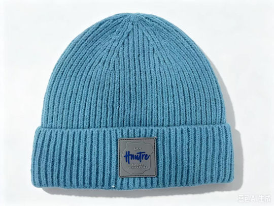 Unisex Mütze Fleece Gestrickter Σκούφος in Blau Farbe