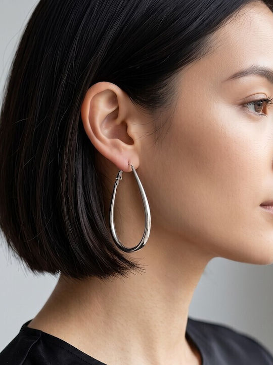 Sk3578 Σκουλαρίκια Κρίκοι Σχήμα Σταγόνας Teardrop Hoops – Grekas Jewelry