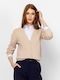Cardigan Pentru Femei Tricotat Cu Nasturi Sand