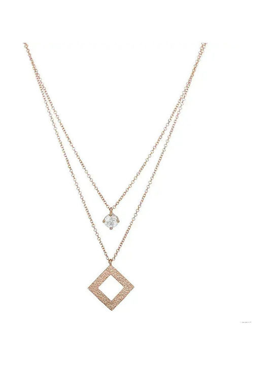 Pink Gold 14K Necklace with Zircon Pink