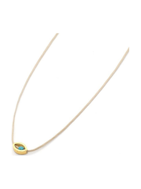 Irmelia Knitted Gold Plated Eye Necklace Beige