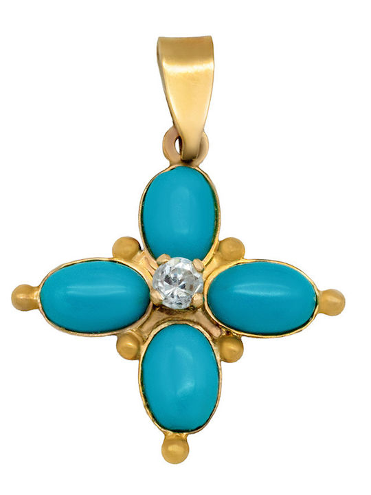 Savvas Design Vergoldeter Kreuz 14K Ohne Kette STΑ01840