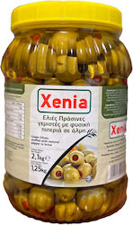 Xenia Green Olives Stuffed with Pepper 1250gr Xenia Green Olives Stuffed with Pepper 1250gr