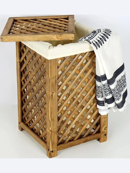 Coș de Rufe Din Lemn Cu Capac 35x35x57cm Maro