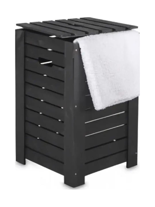 Coș de Rufe Din Lemn cu Capac 35x35x55cm Negru