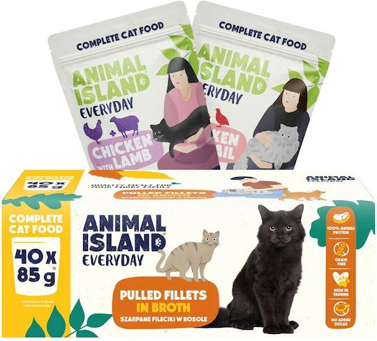 Animal Island Hrana Pentru Pisici Cu Pui Miel Și Prepeliță Fără Cereale 40x85gr