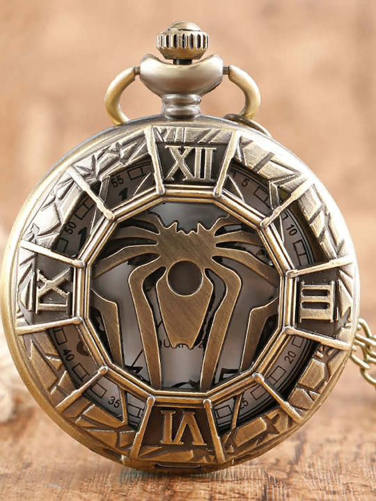 Spider-Man Marvel Logo Pocket Watch In Bronze Tone Molfs
