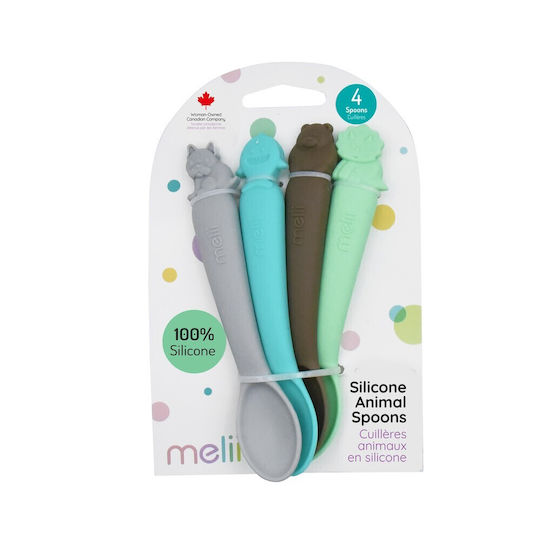 Melii Baby Löffel Set aus Silikon Blau 4 Stück