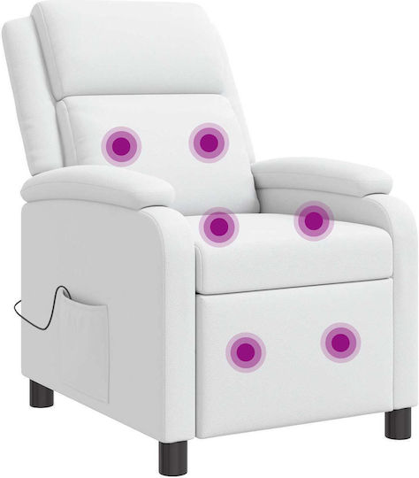 Scaun De Relax Masaj Din Piele Ecologică Alb 66x95x100cm