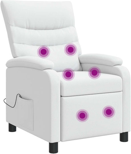Scaun De Relax Masaj Din Piele Ecologică Alb 66x95x100cm