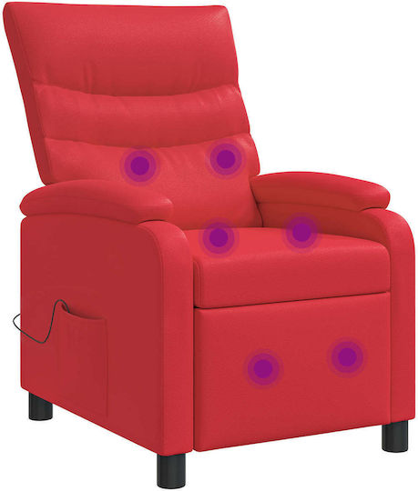 Πολυθρόνα Relax Massage από Δερματίνη Κόκκινο 66x95x100cm