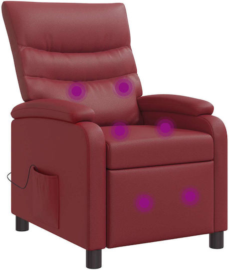 Πολυθρόνα Relax Massage από Δερματίνη Κόκκινο 66x95x100cm