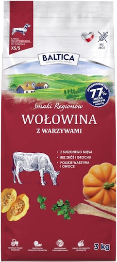 3kg Dry Dog Food Grain-Free for Adult Dogs of Small Breeds with Beef and Vegetables