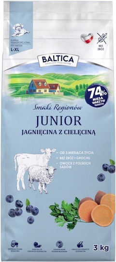 3kg Grain-Free Dry Dog Food for Large Breed Puppies with Lamb