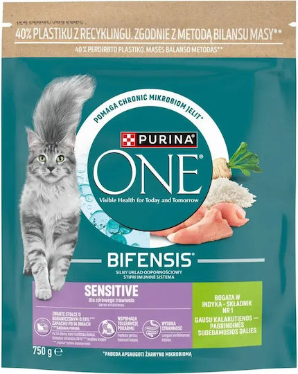 Purina One Dry Cat Food for Cats with Sensitive Gastrointestinal System with Turkey 0.75kg