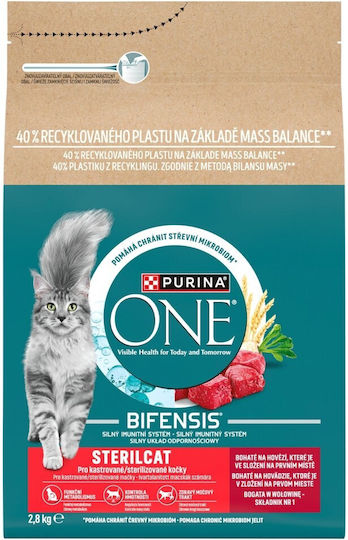 Purina One Dry Cat Food for Neutered Cats with Beef 2.8kg